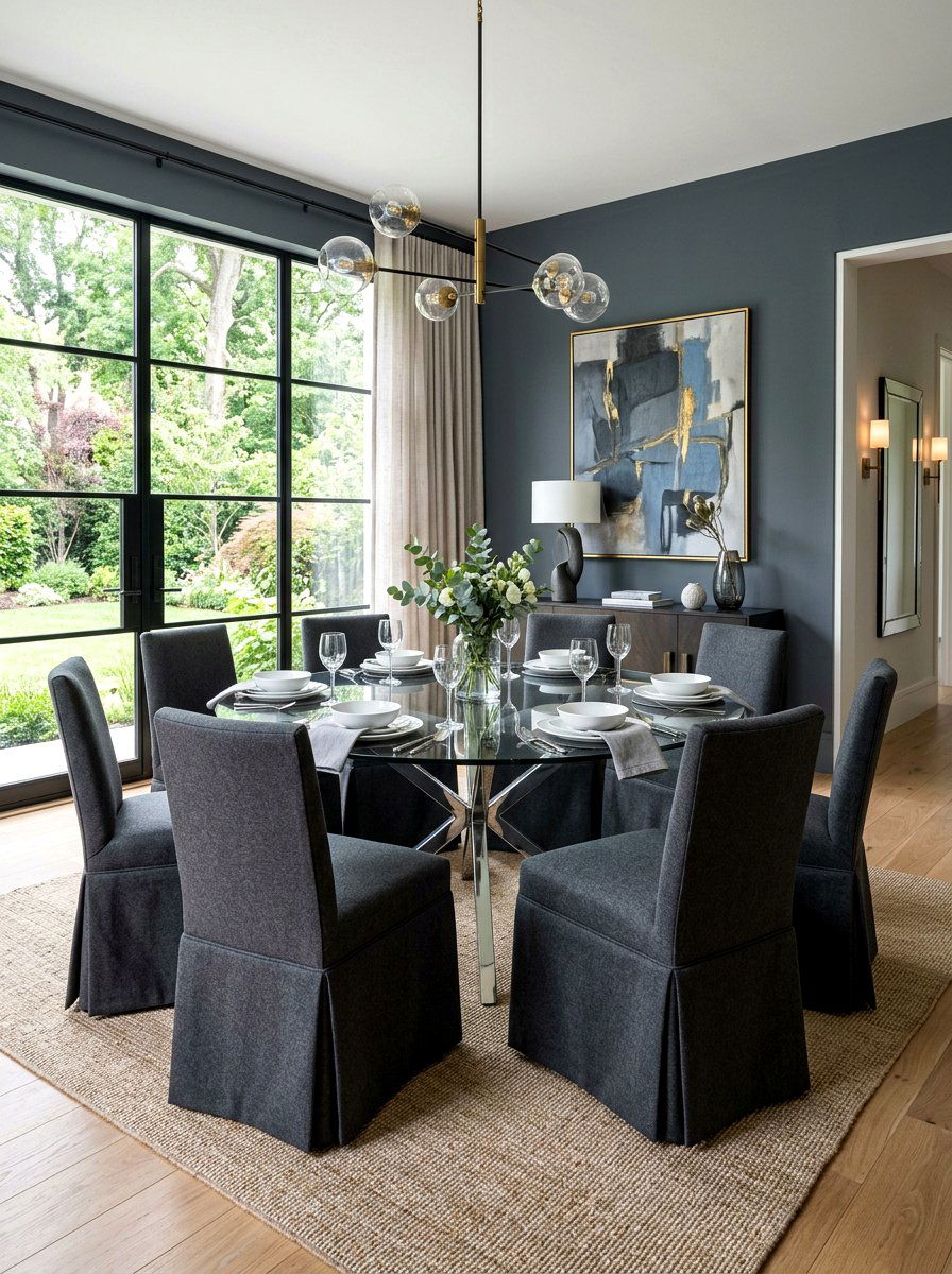 Tailored Kick Pleat Chair - 30 skirted dining chair ideas