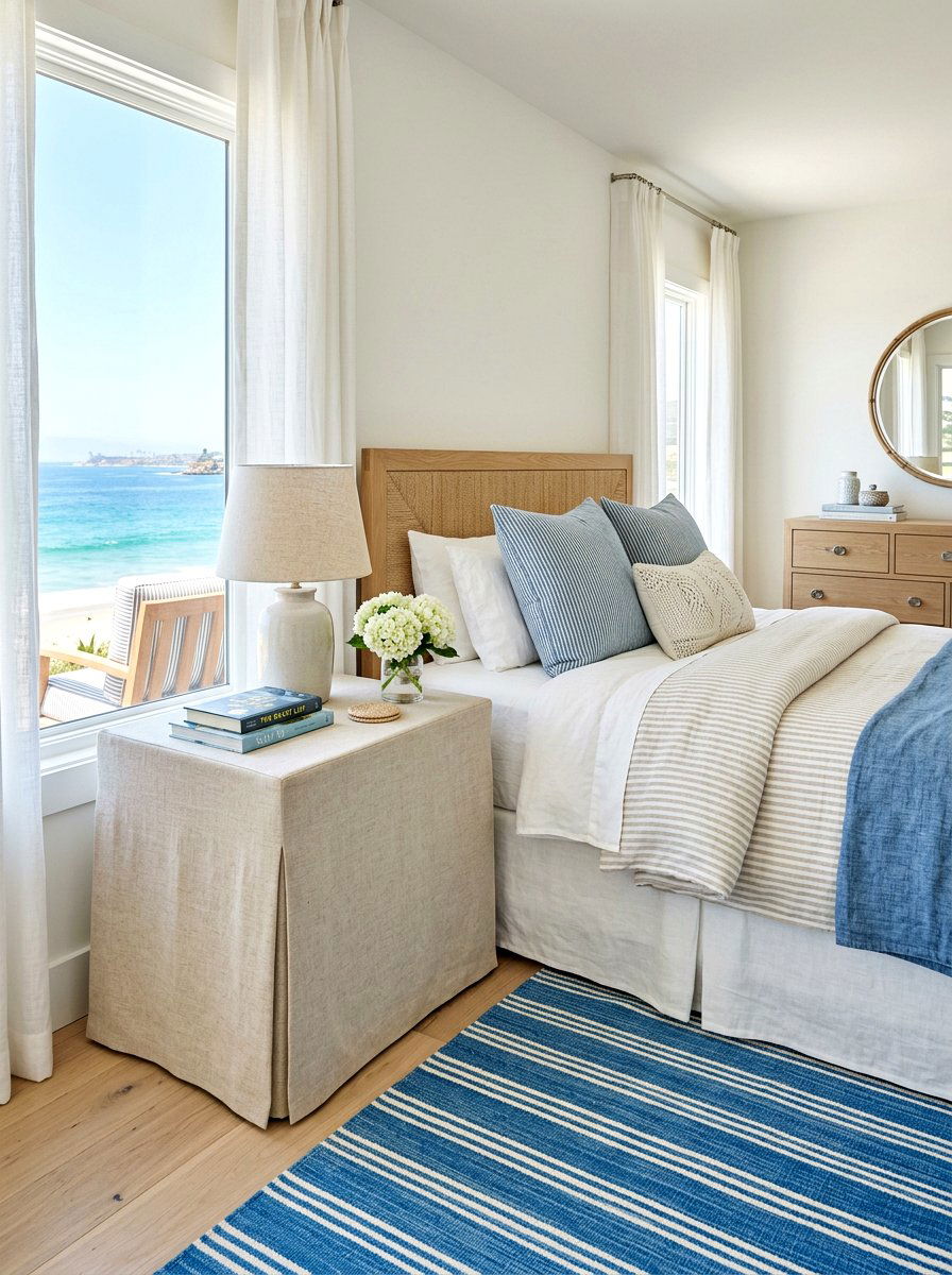 Tailored Linen Side Table - 30 skirted nightstand ideas