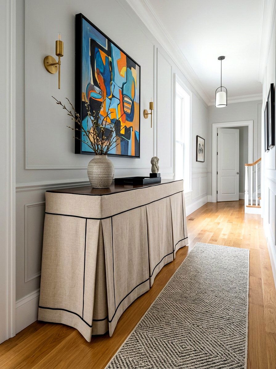 Tailored console skirt - 30 skirted console table ideas