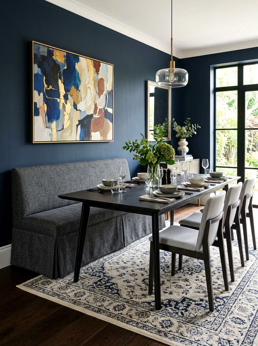 Tailored kick pleat dining bench - 30 skirted dining bench ideas