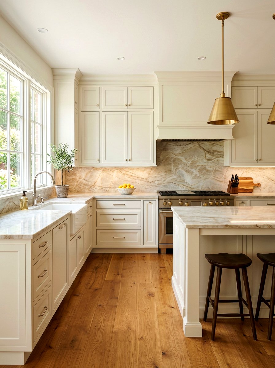 Taj Mahal quartzite backsplash - 30 slab backsplash ideas