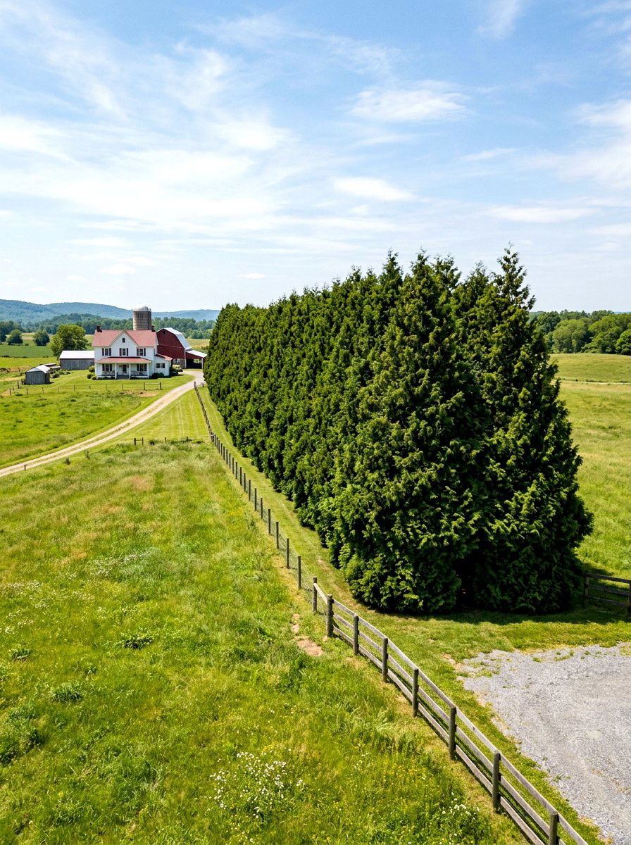 Tall Arborvitae Windbreak - 30 arborvitae privacy ideas