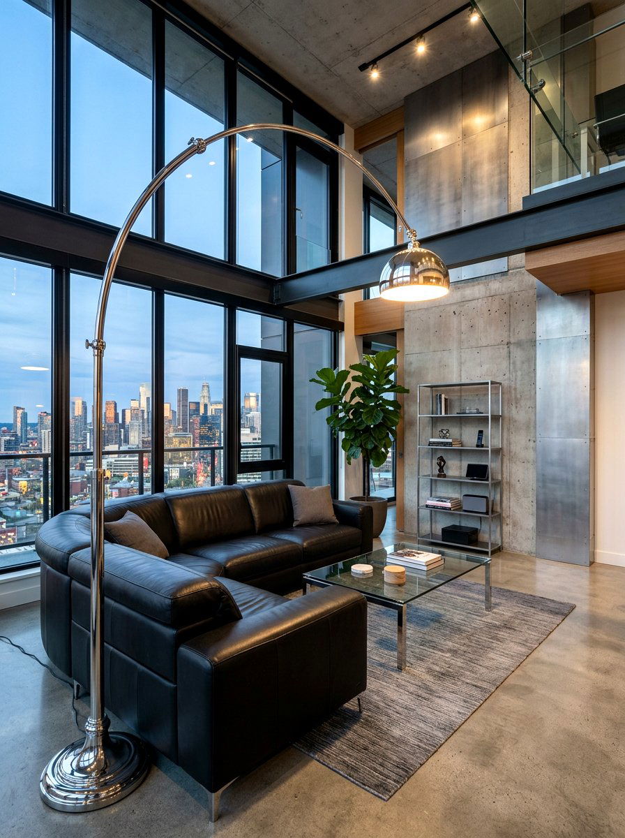 Tall Arc Chrome Lamp - 30 reading lamp corner ideas
