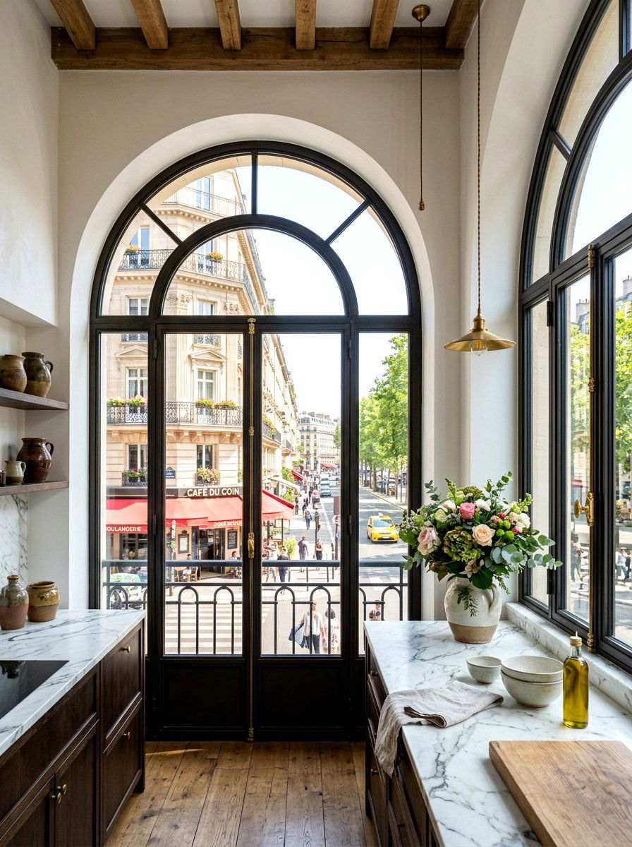 Tall Arched Kitchen Windows - 30 Parisian kitchen ideas