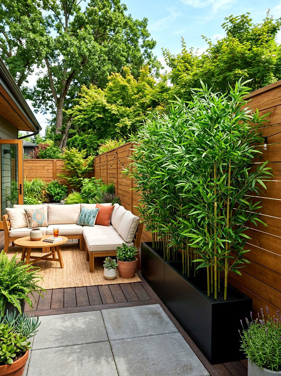 Tall Bamboo Privacy Screen - 30 faux plant decor ideas
