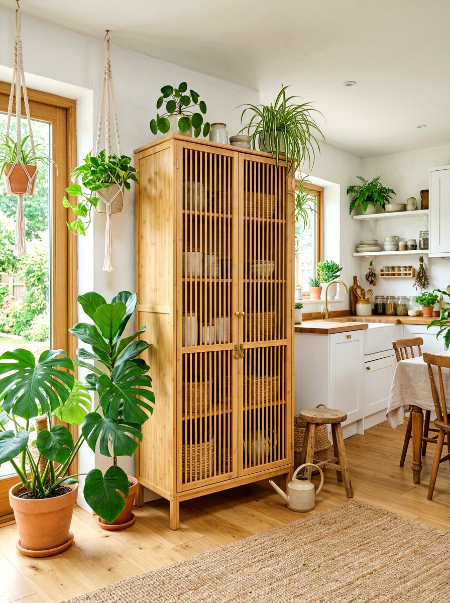 Tall Bamboo Storage Cabinet - 30 freestanding kitchen cabinet ideas