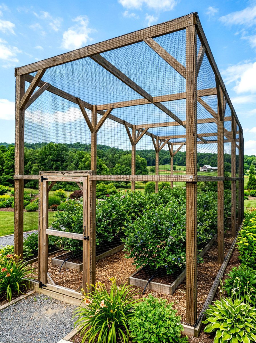 Tall Bird Netting Enclosure - 30 raised bed fence ideas