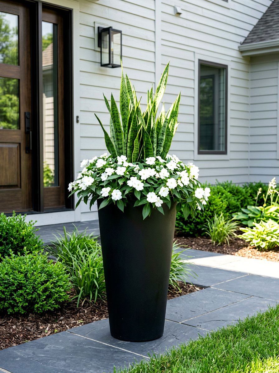 Tall Black Front Door Planter - 30 front door planter ideas