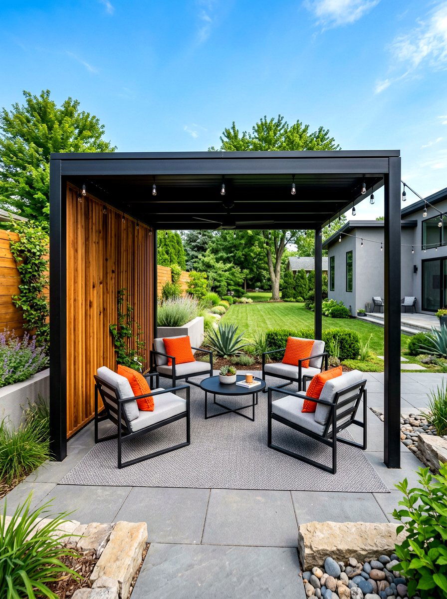 Tall Cedar Fence - 30 gazebo privacy ideas