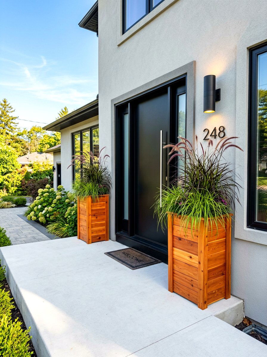 Tall Cedar Planter Box - 30 wooden planter ideas