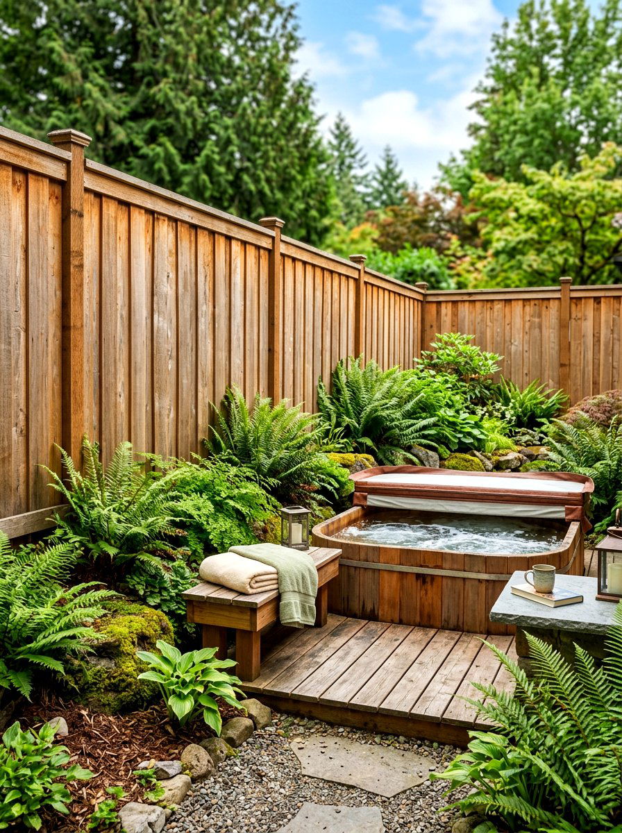Tall Cedar Privacy Fence - 30 fence ideas