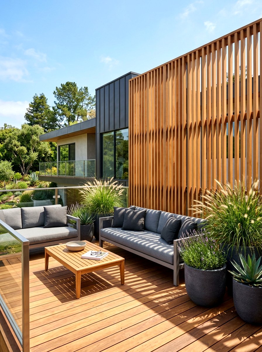 Tall Cedar Slat Screen - 30 backyard divider ideas