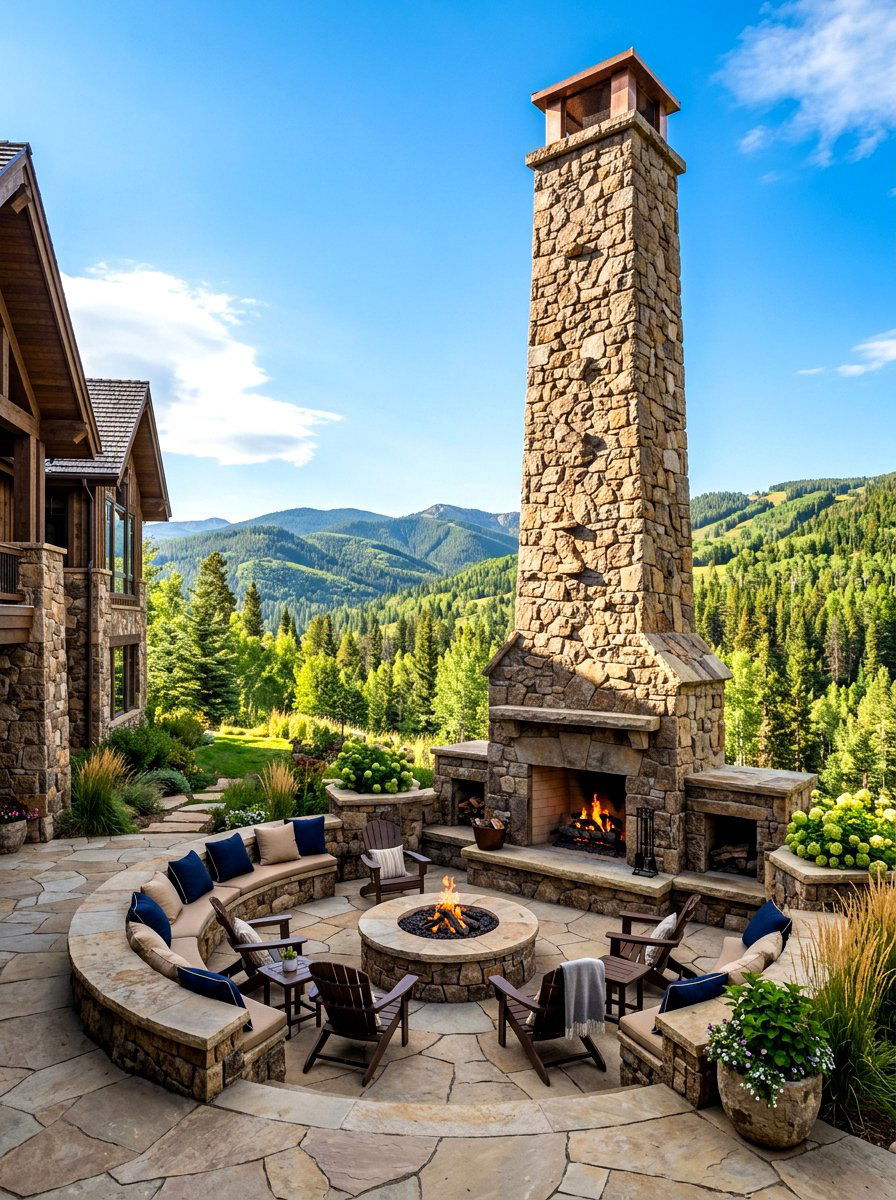 Tall Chimney Stone Fireplace - 30 stone outdoor fireplace ideas
