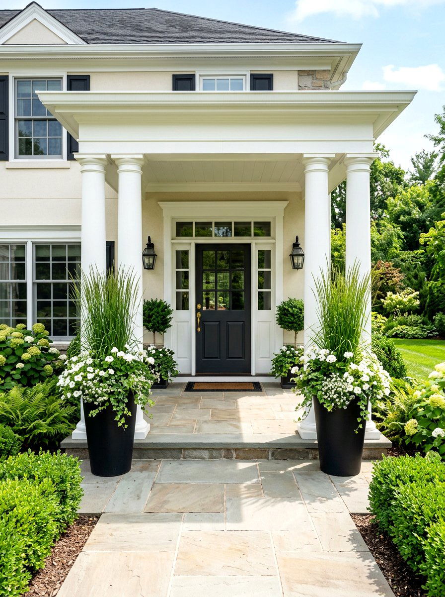 Tall Column Planter - 30 porch columns decor ideas