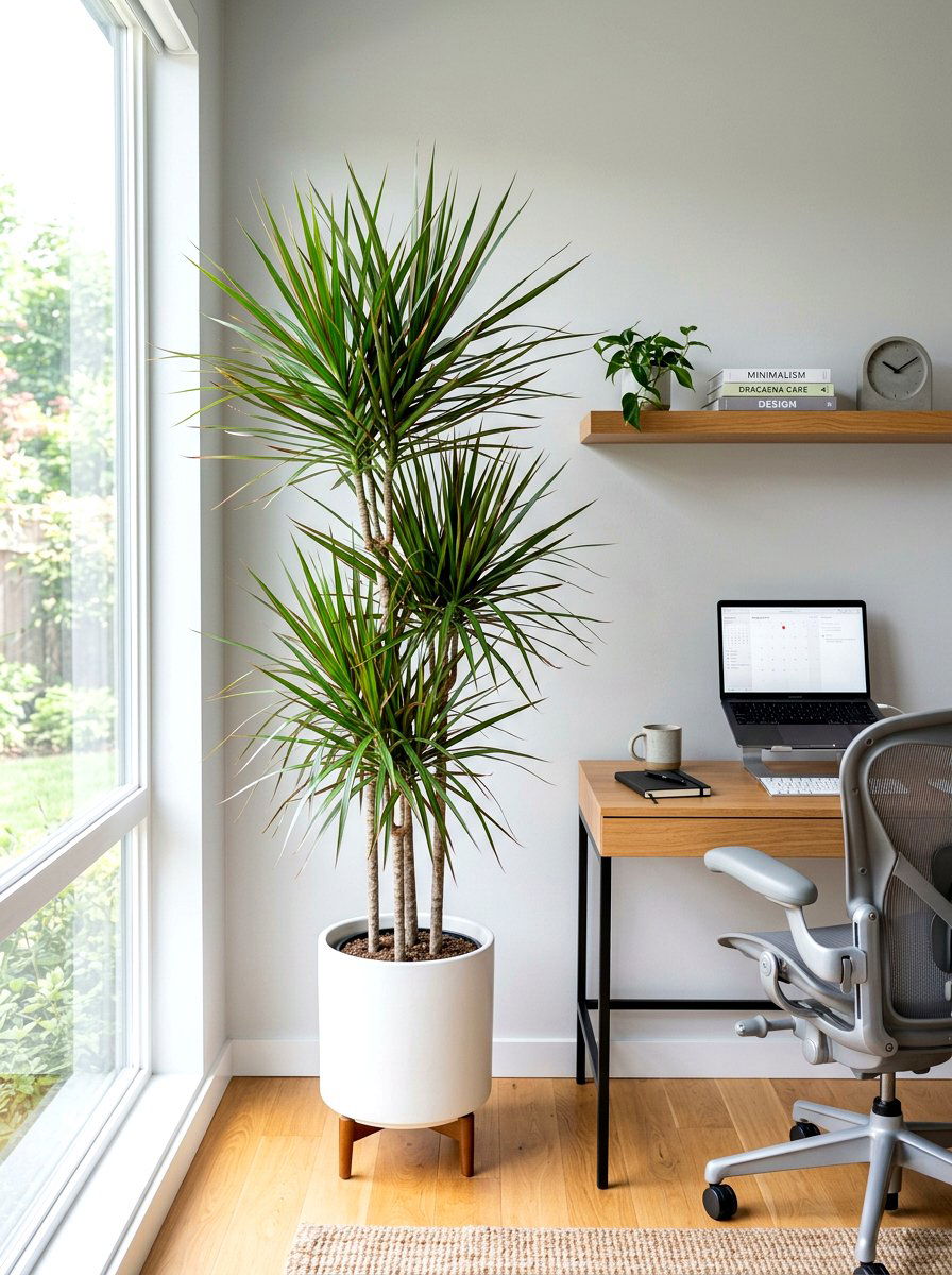 Tall Dracaena Marginata Floor Plant - 30 home office plant ideas