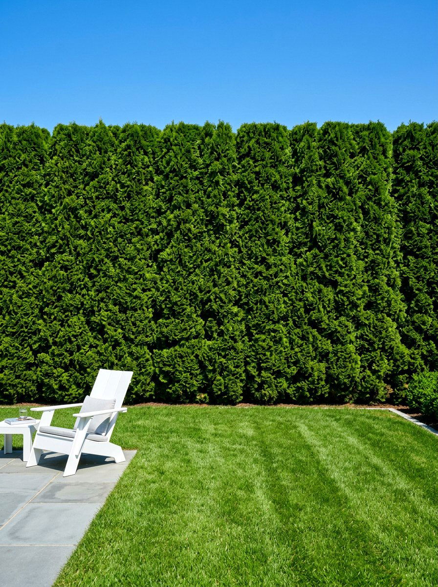 Tall Evergreen Privacy Hedge - 30 private backyard oasis ideas