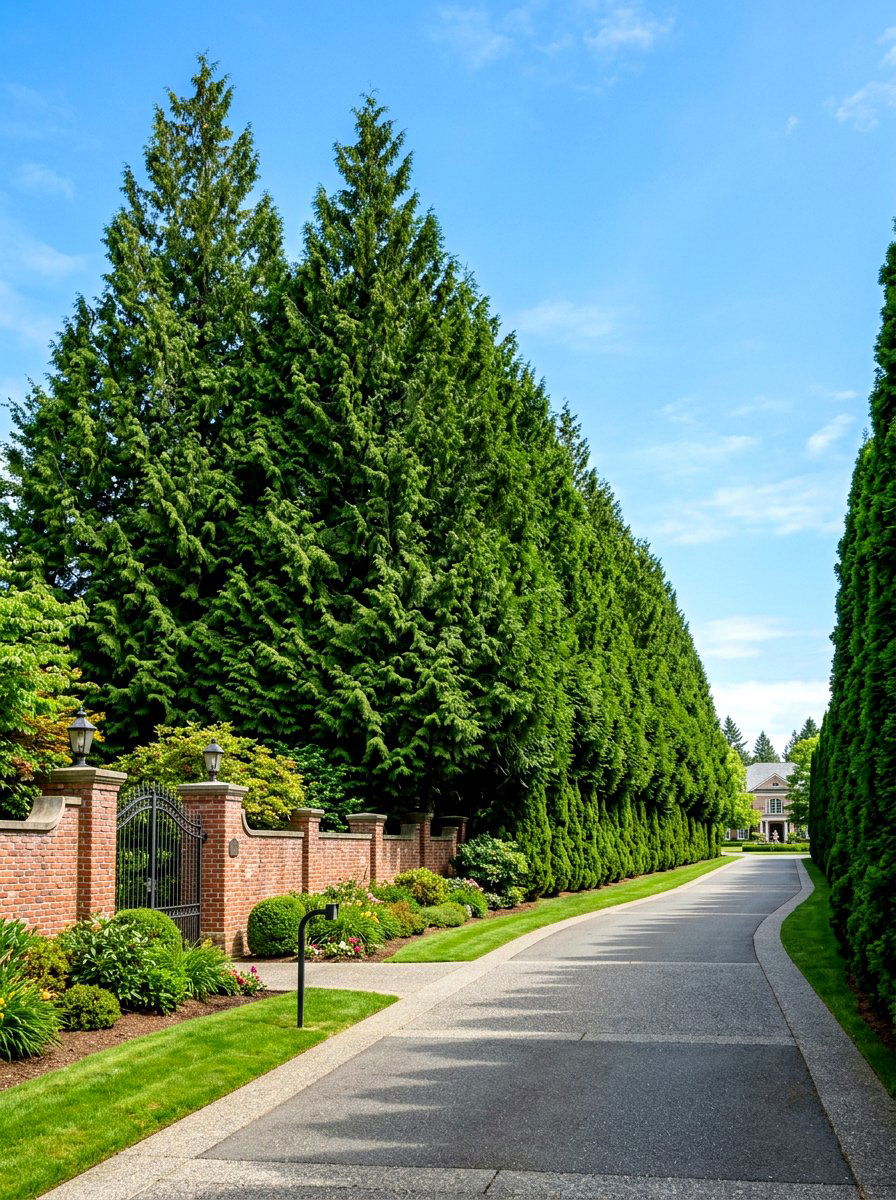 Tall Evergreen Trees - 30 front yard privacy ideas