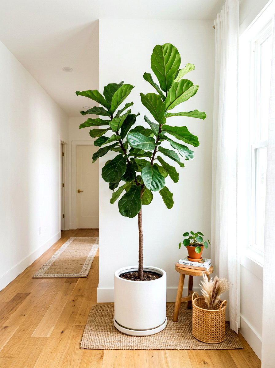 Tall Fiddle Leaf Fig - 30 front hallway decor ideas
