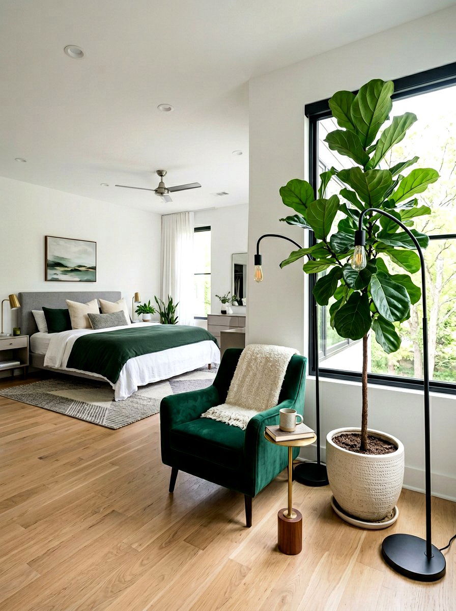 Tall Floor Plant - 30 bedroom plant decor ideas