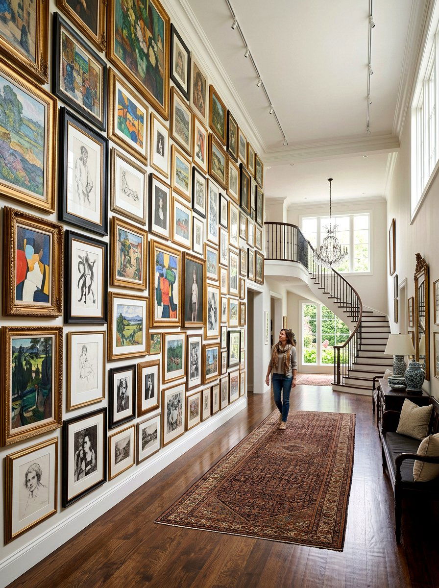 Tall Floor To Ceiling Gallery - 30 art wall foyer ideas