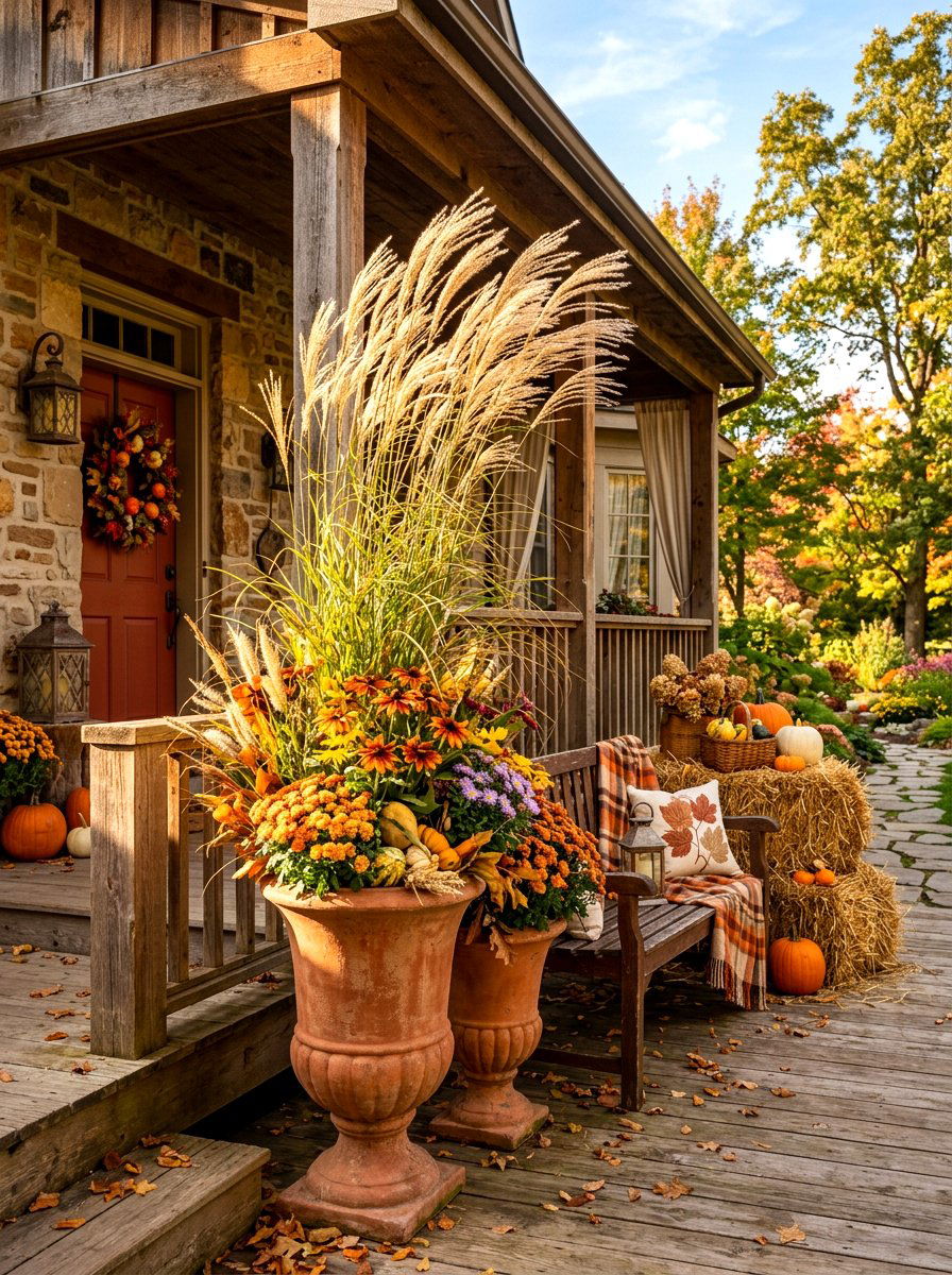 Tall Fountain Grass Outdoor - 30 fall porch planter ideas