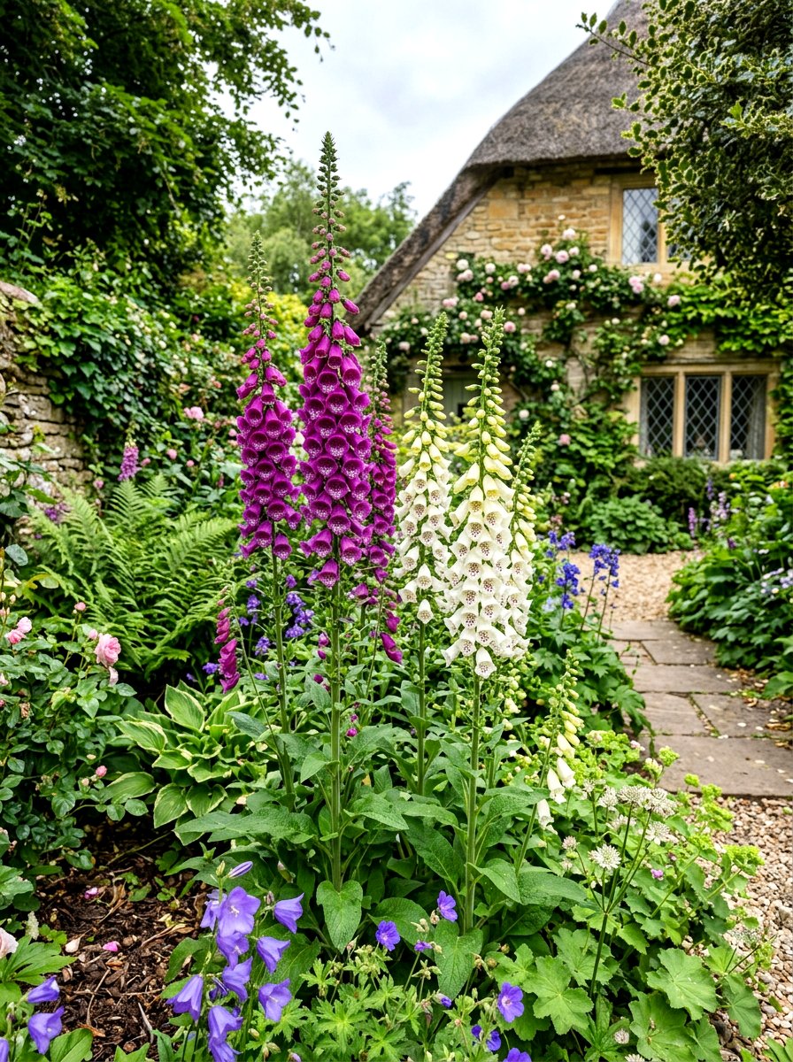 Tall Foxglove Spikes - 30 flower bed plant ideas