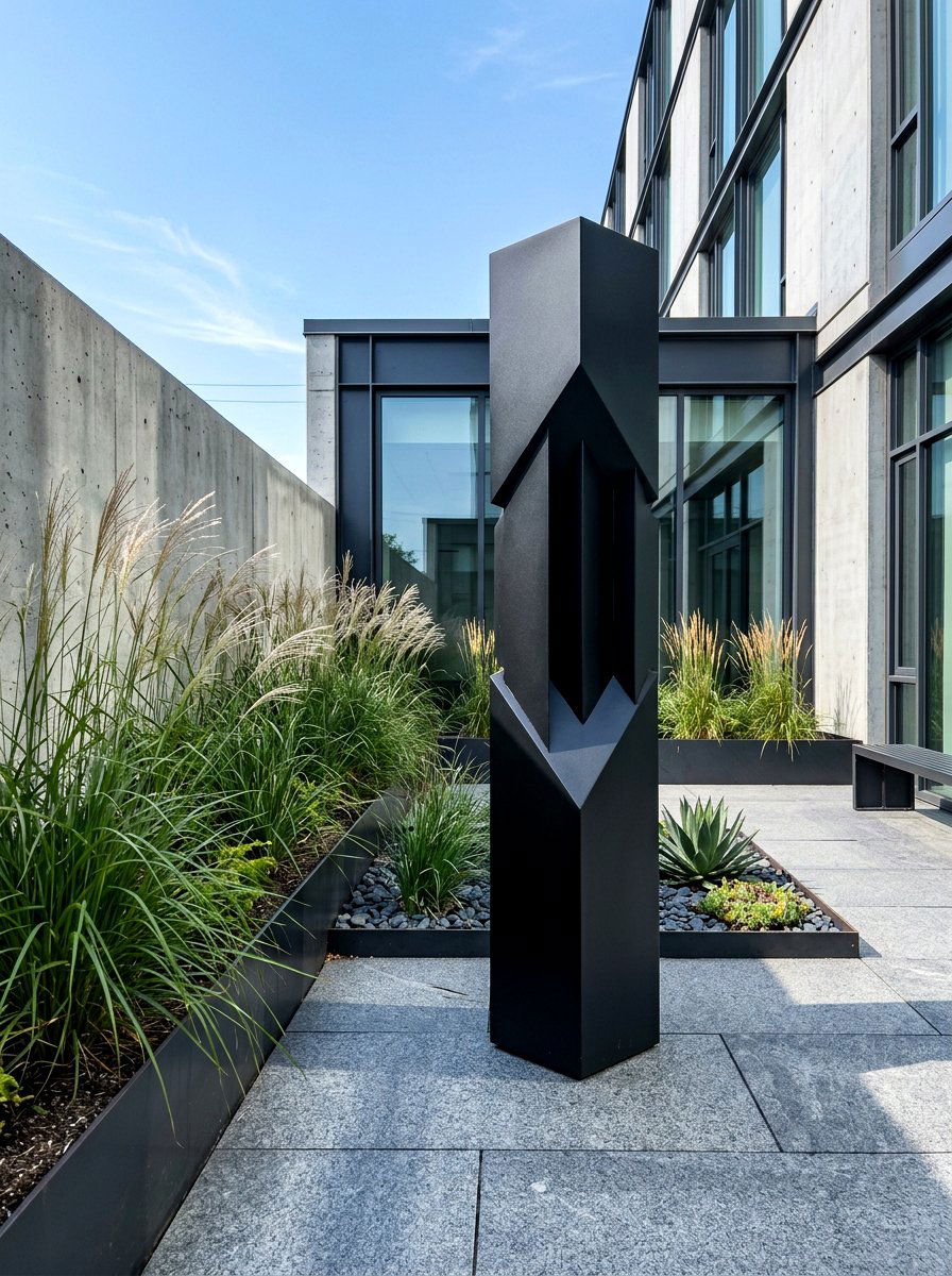 Tall Geometric Garden Pillar - 30 garden statue ideas