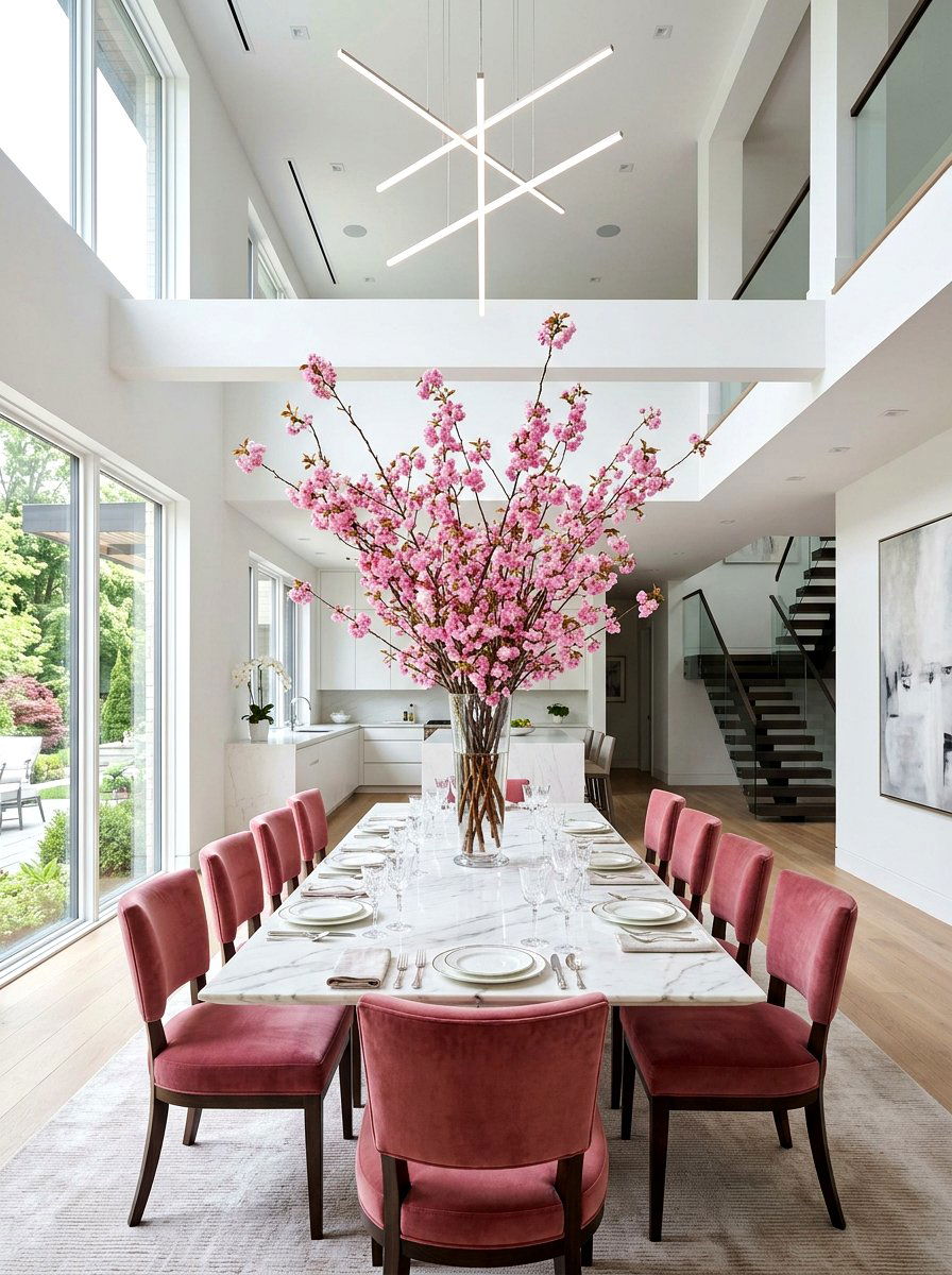 Tall Glass Vase - 30 dining room centerpiece ideas