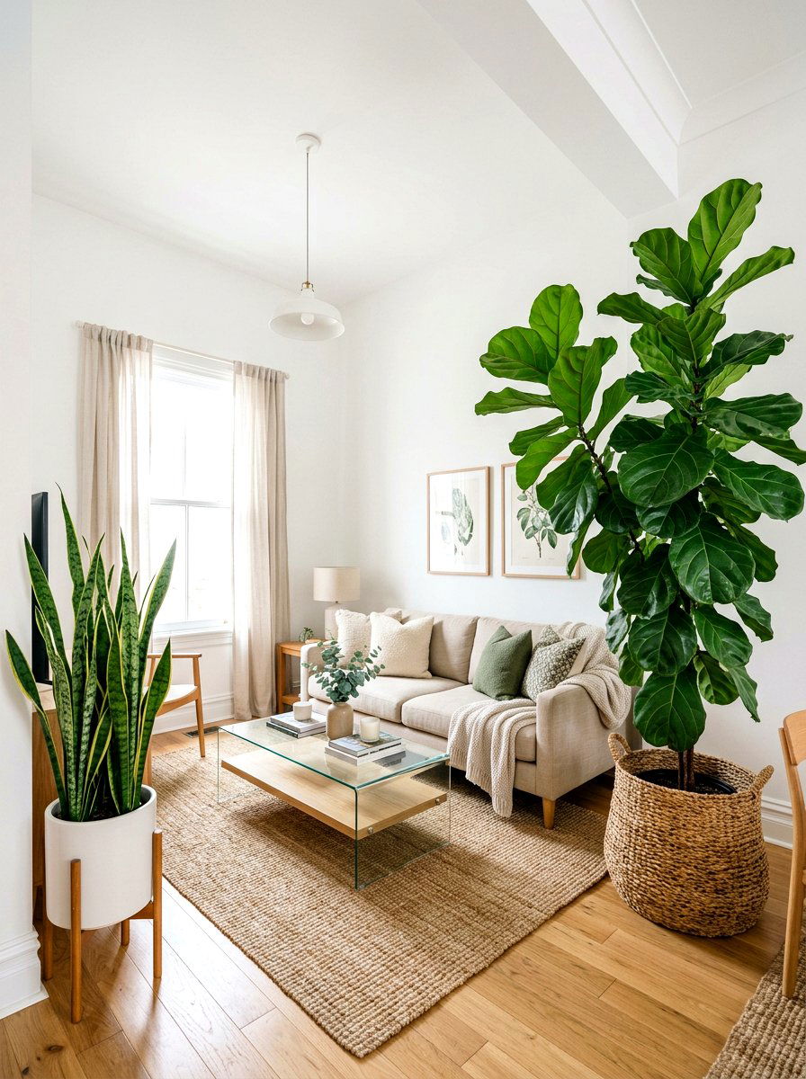 Tall Indoor Plants - 30 small apartment living room ideas