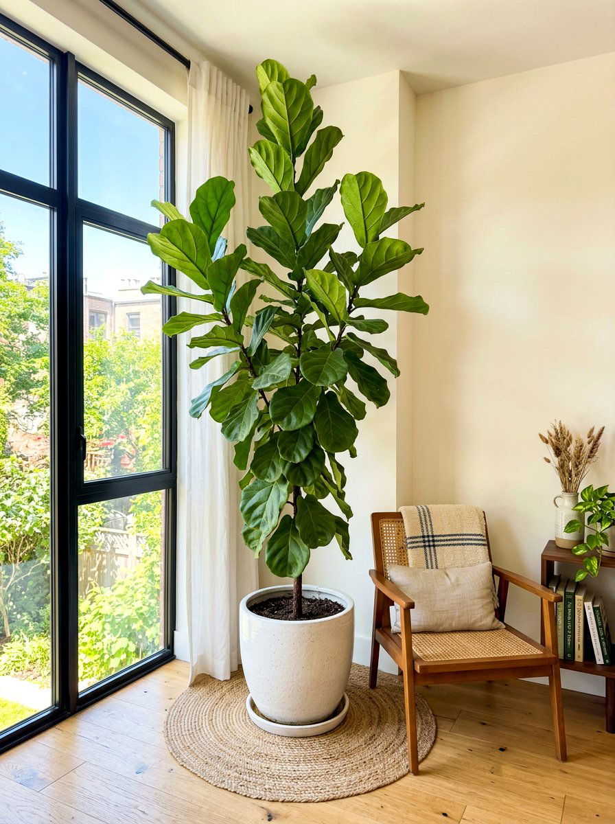 Tall Indoor Tree - 30 cozy apartment corner ideas