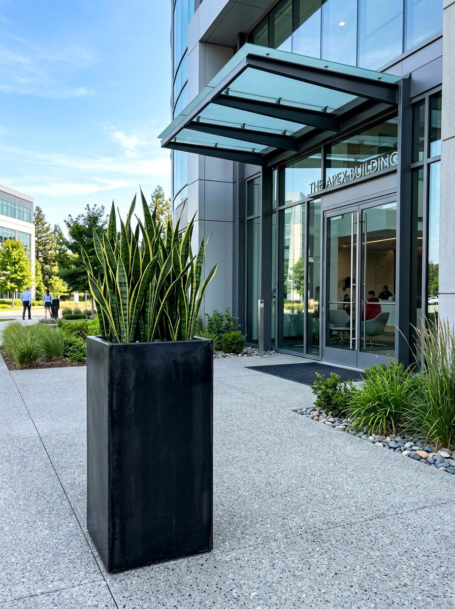 Tall Industrial Metal Planter - 30 metal planter ideas