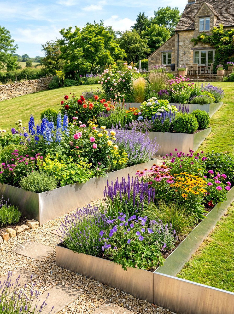 Tall Metal Garden Border - 30 metal landscape edging ideas