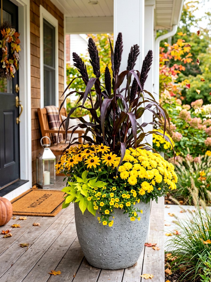 Tall Millet Grass - 30 fall porch planter ideas