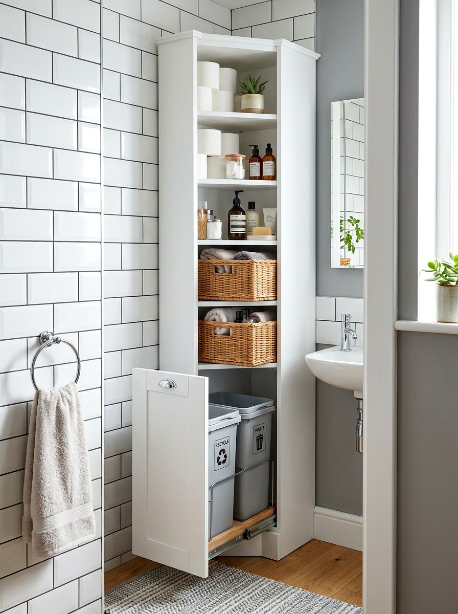 Tall Narrow Tower Slide Out Bin - 30 bathroom basket storage ideas