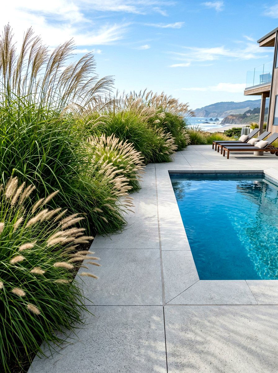 Tall Ornamental Grass - 30 pool privacy ideas