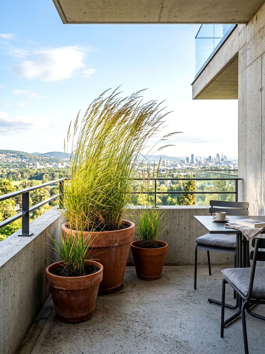 Tall Ornamental Grass In Pots - 30 balcony privacy planter ideas