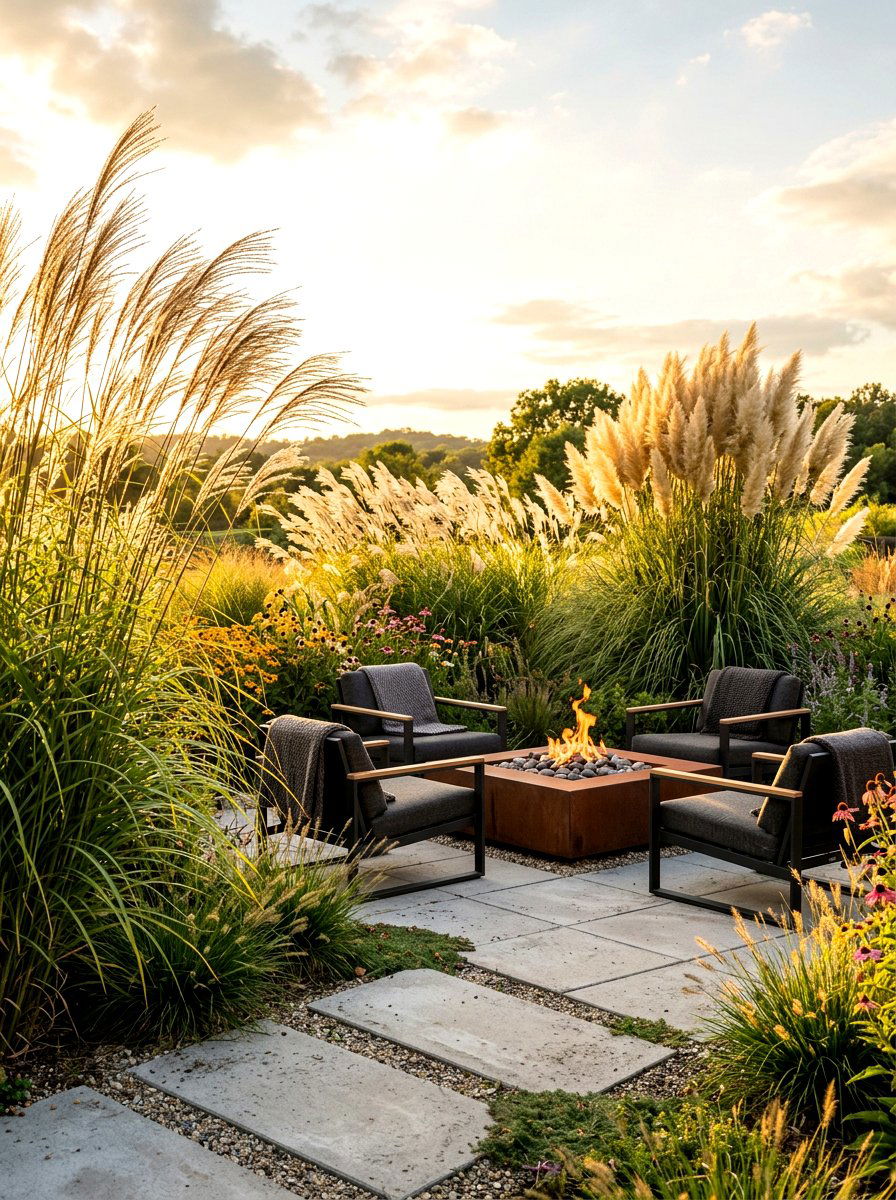 Tall Ornamental Grasses - 30 living privacy wall ideas