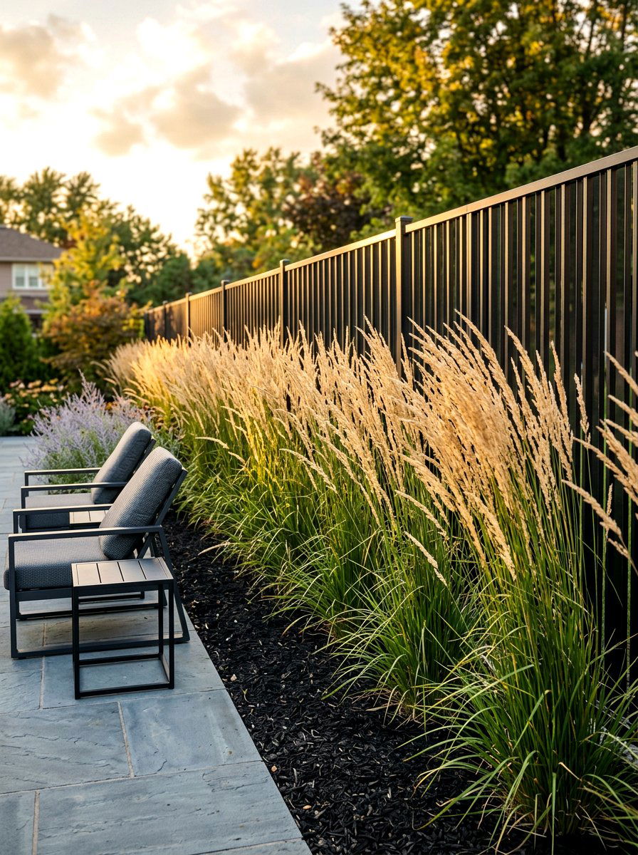Tall Ornamental Grasses - 30 fence line landscaping ideas