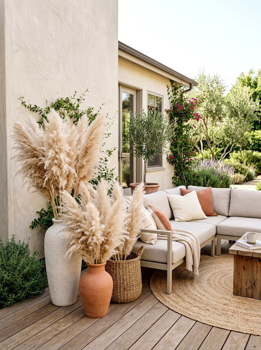 Tall Pampas Grass - 30 bohemian patio decor ideas