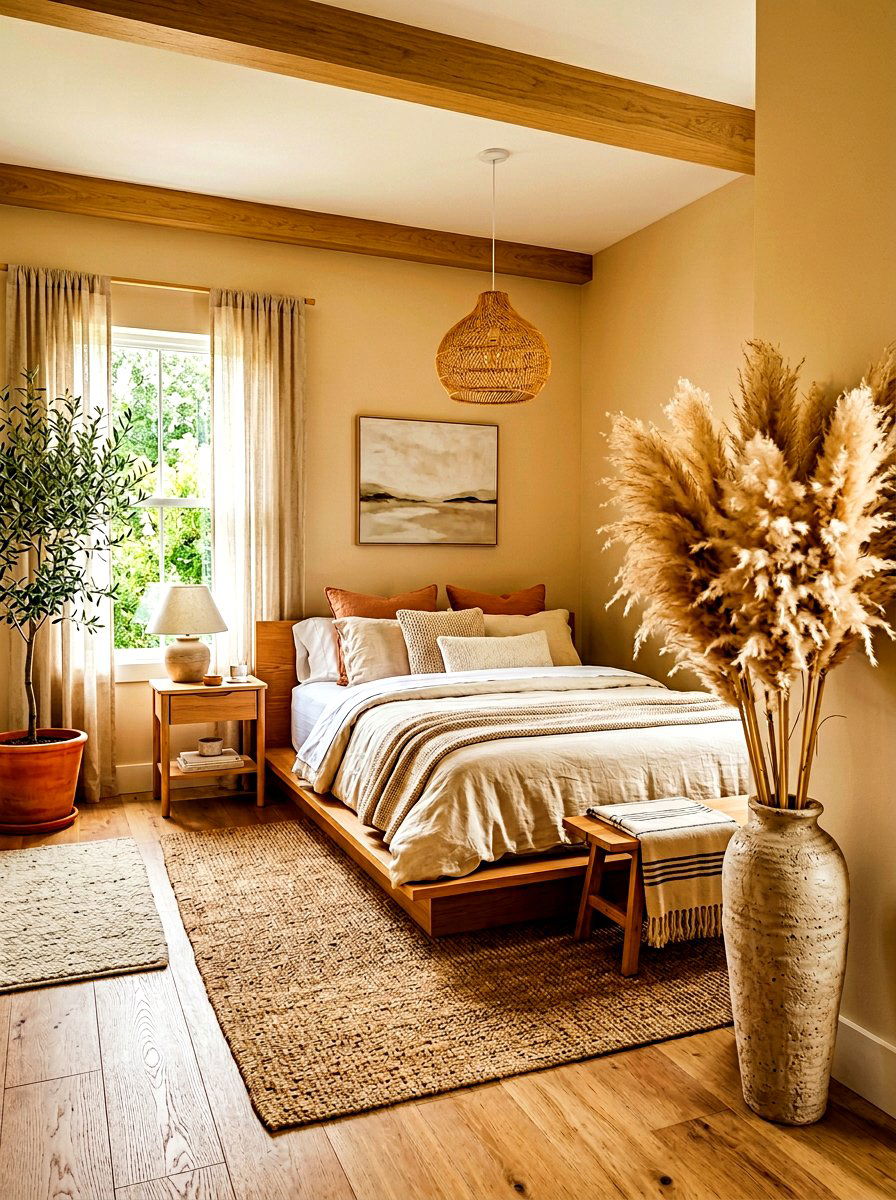 Tall Pampas Grass - 30 Japandi bedroom ideas
