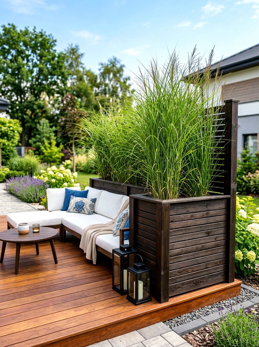 Tall Planter Privacy Box - 30 patio corner screen ideas