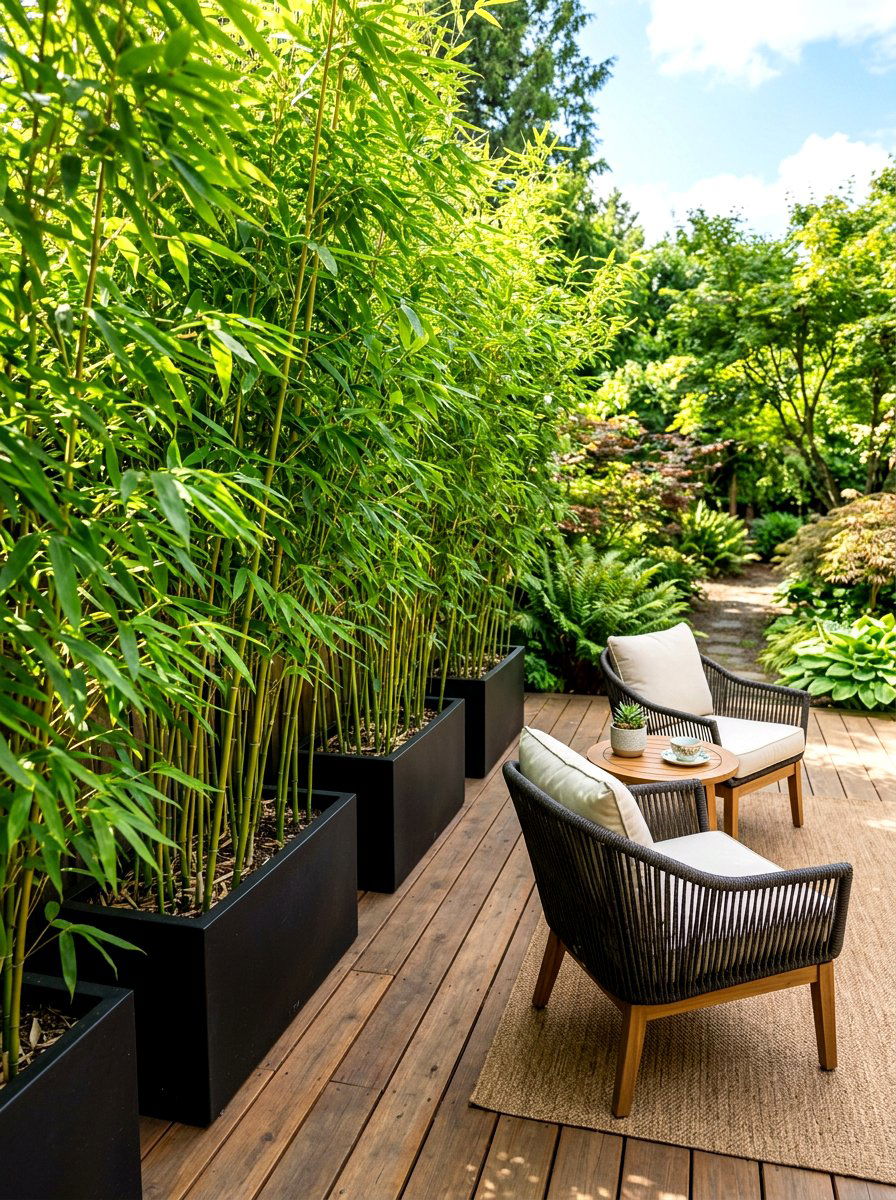 Tall Potted Bamboo Plants - 30 porch privacy screen ideas