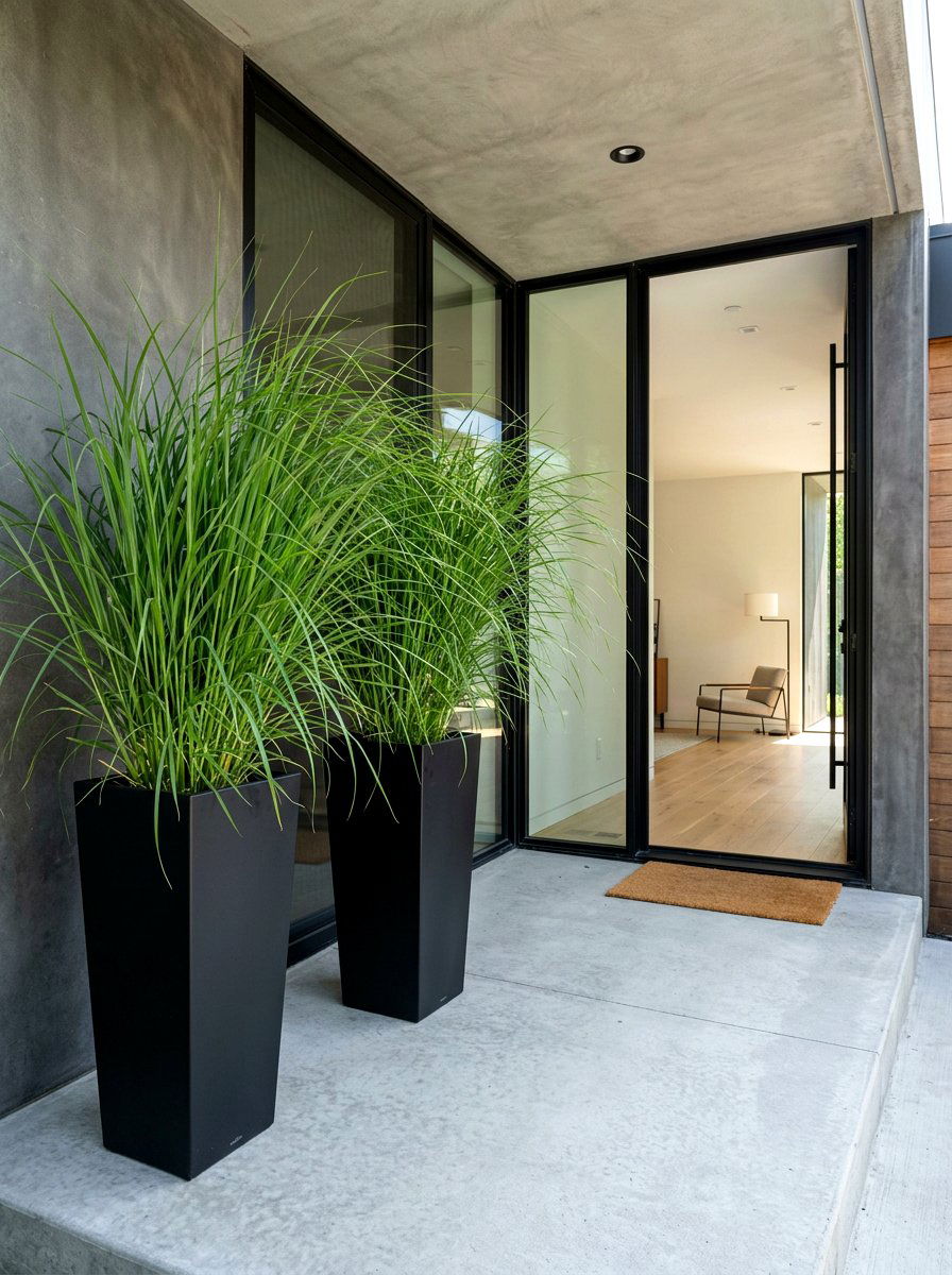 Tall Potted Grass - 30 front stoop styling ideas