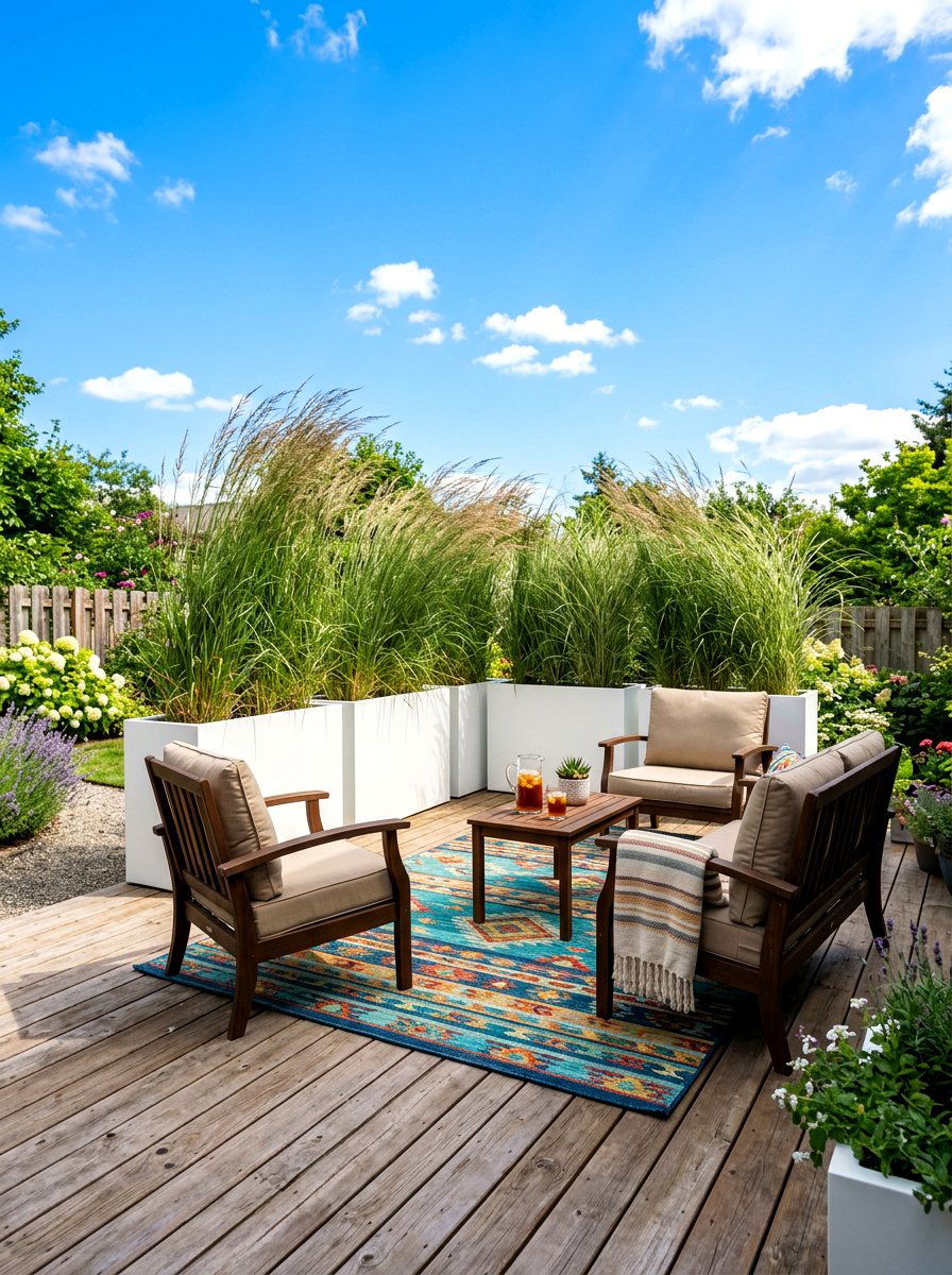 Tall Potted Grasses - 30 private patio screen ideas