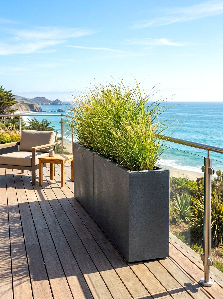 Tall Resin Trough - 30 privacy wall planter ideas