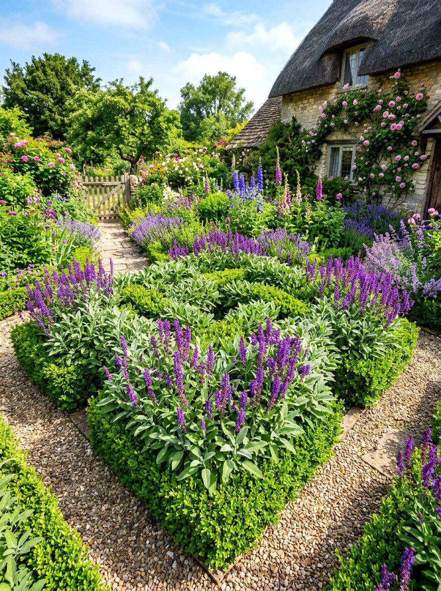 Tall Sage Herb Pattern - 30 herb knot garden ideas
