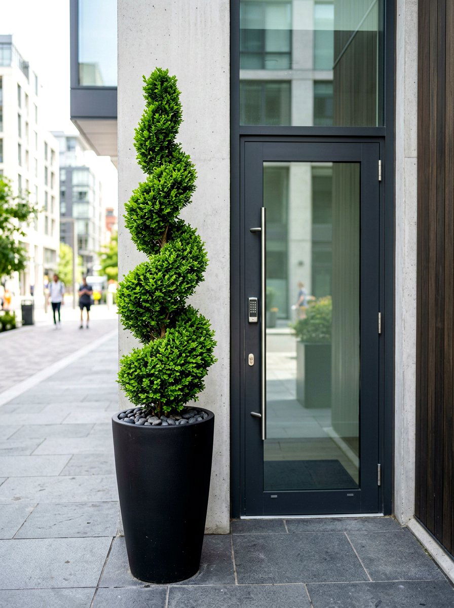 Tall Slender Topiary - 30 front porch topiary ideas
