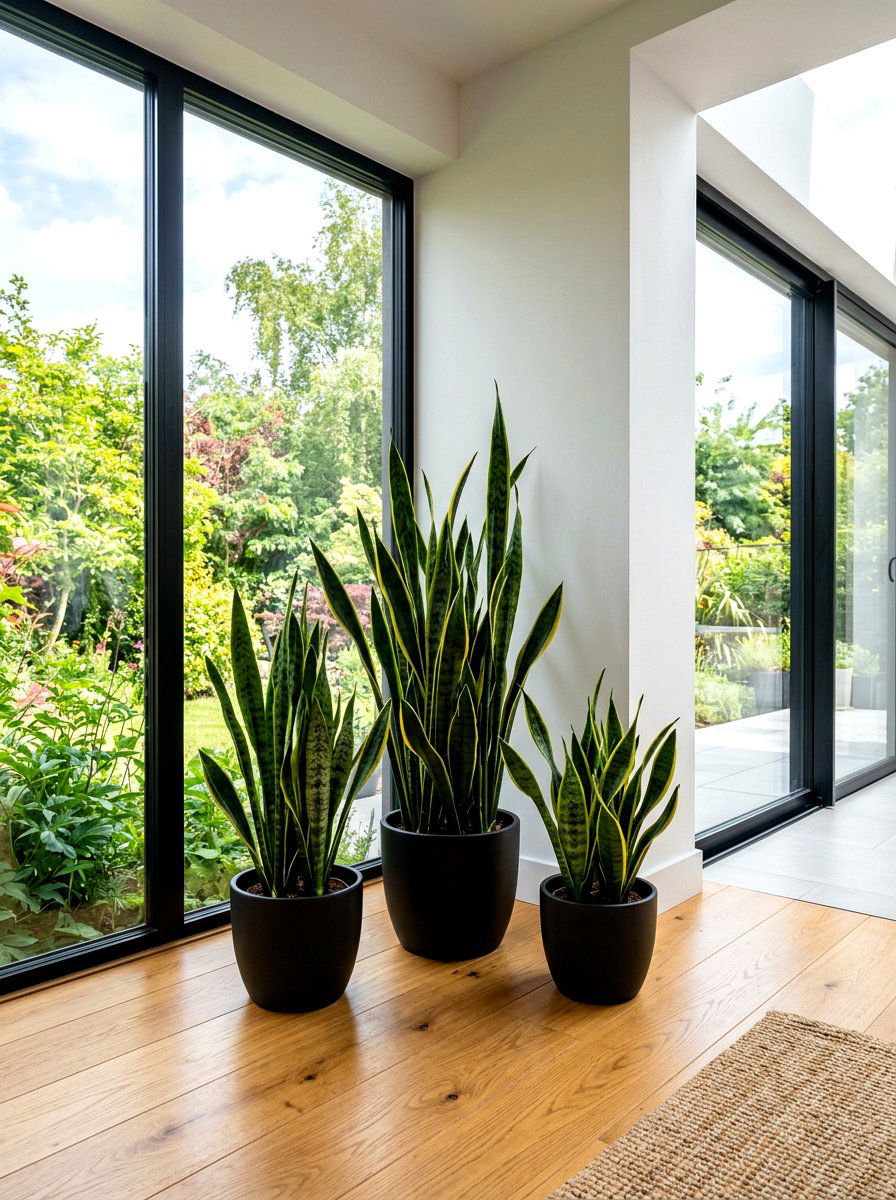 Tall Snake Plant Grouping - 30 sunroom plant corner ideas