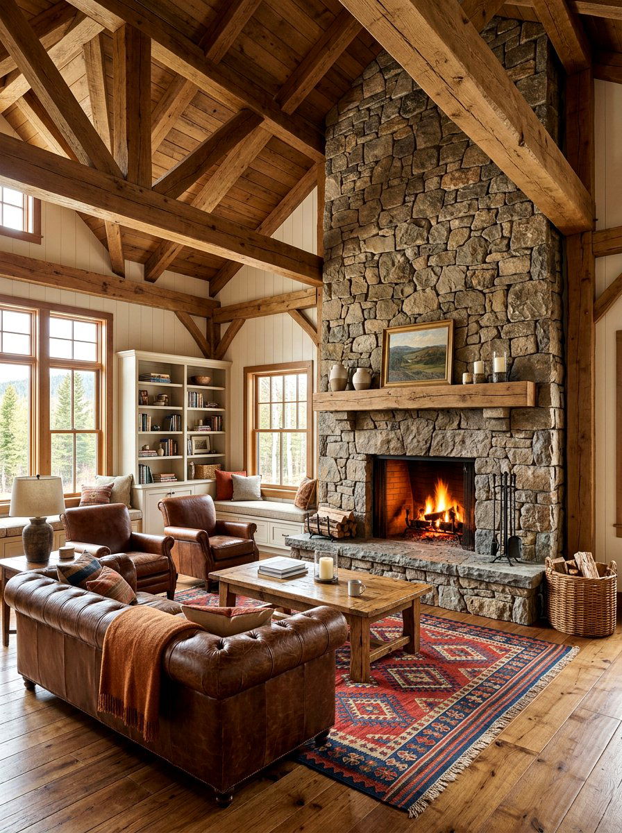 Tall Stone Fireplace - 30 tall ceiling living room ideas