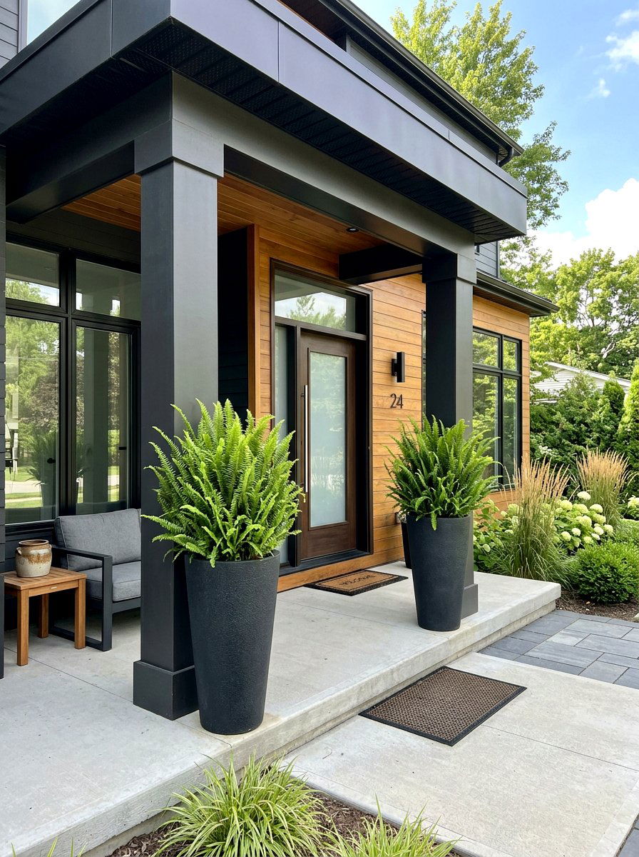 Tall Tapered Fern Planters - 30 fern filled front porch ideas